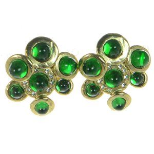 Oscar de la Renta Gold-tone Green Bubble Earrings